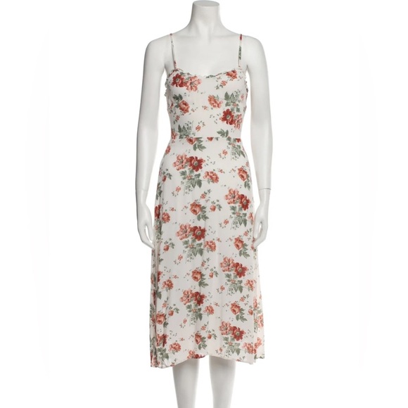 Reformation Cassandra Midi Dress in Veranda Floral Ivory Women’s Size 4 - Picture 1 of 14